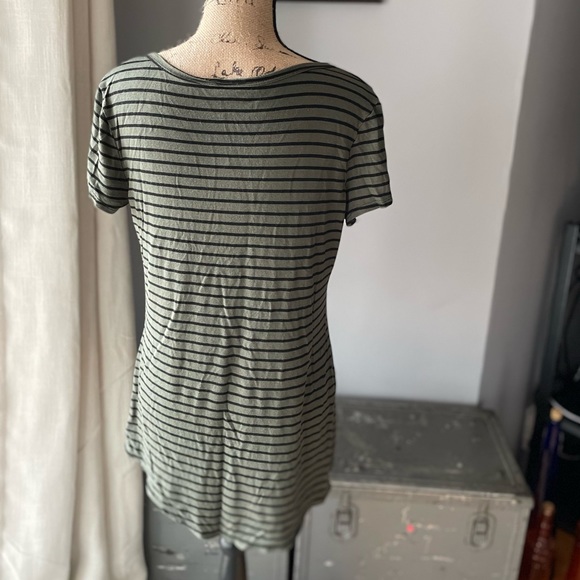 Striped Lace-Up Short Sleeve Tee - Picture 2 of 3